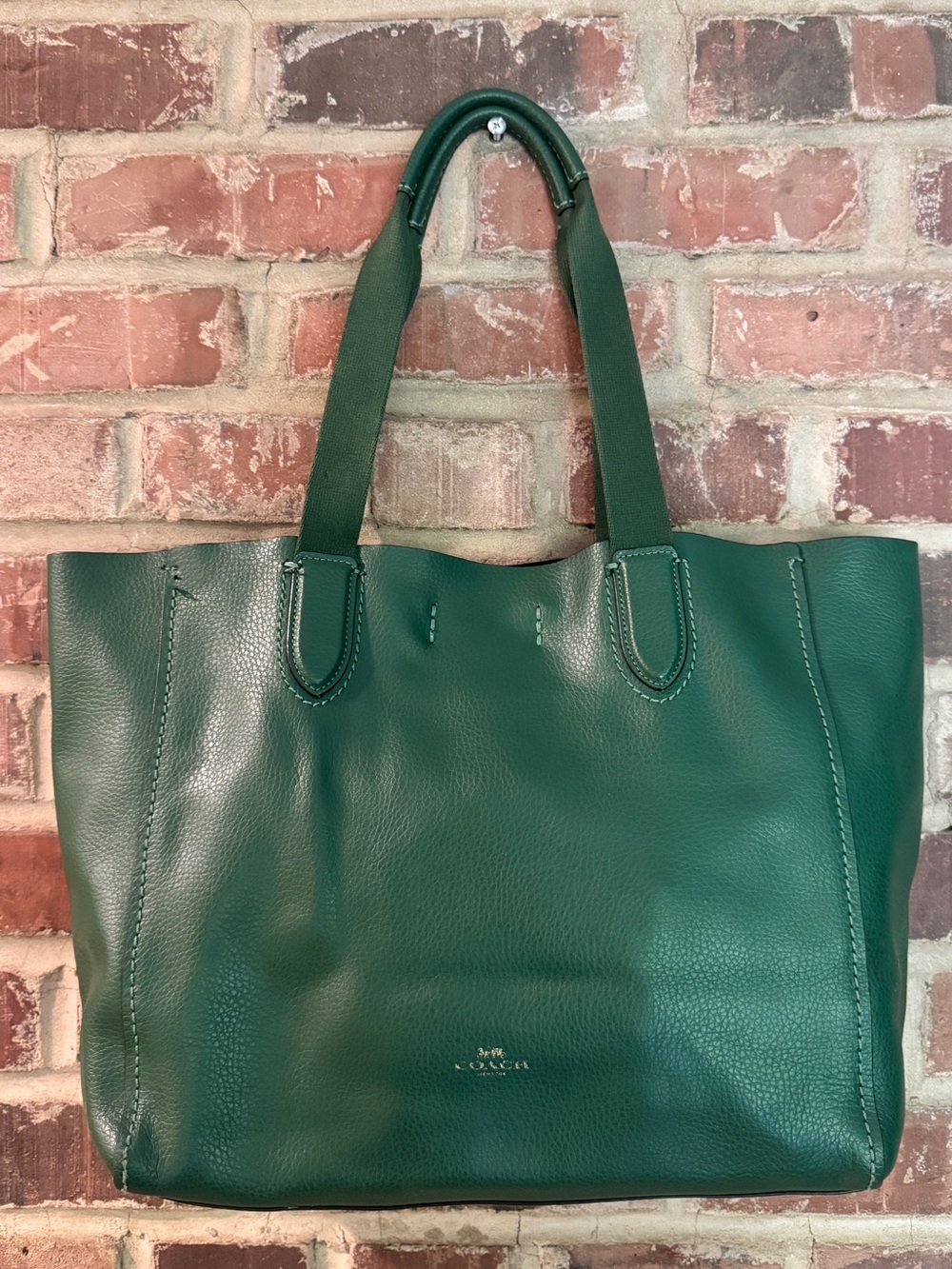 Coach Derby Tote 58660 Everglade Green Pebbled Leather Shoulder Bag